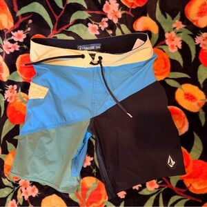 Volcom Blue and Black Colorblock Shorts